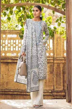 3PC Unstitched Embroidered Lawn Suit With Lawn Dupatta
