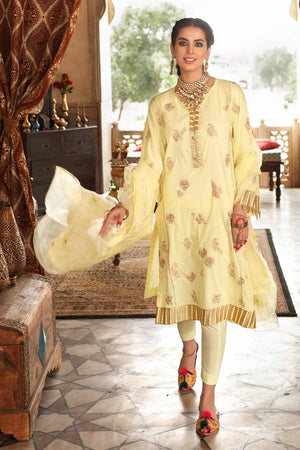 3 PC Unstitched Embroidered Lawn Suit with Yarn Dyed Dupatta