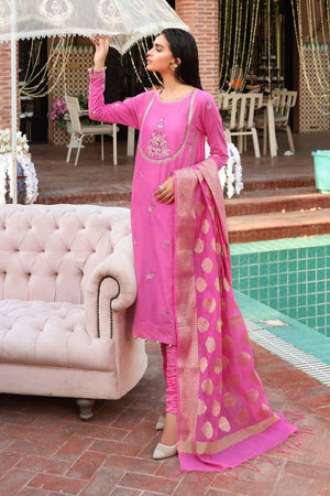 3 PC Unstitched Embroidered Lawn Suit with Jacquard Dupatta