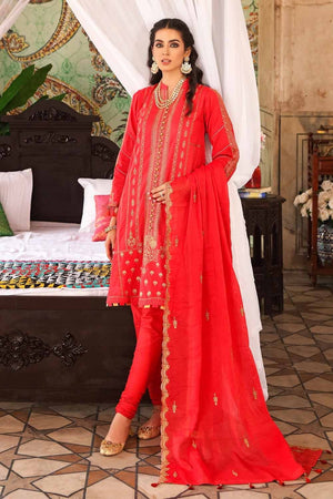 3 PC Unstitched Embroidered Lawn Suit with Cotton Dupatta