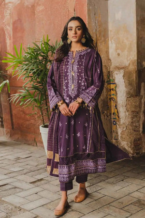 Gul Ahmed 3PC Stitched Embroidered Luxury Cotton Suit with Jacquard Dupatta