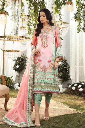 3PC Unstitched Handwork Digital Printed Silk Suit with Lacquer Printed Dupatta
