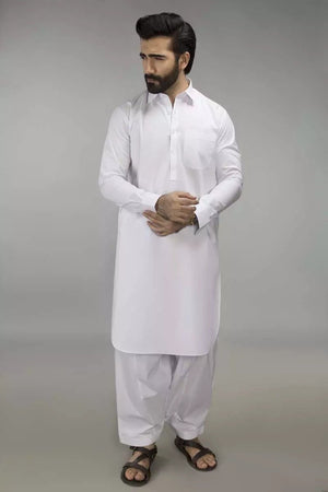 Gul Ahmed Ready to Wear Regular Fit 100 % Cotton White Shalwar Kameez
