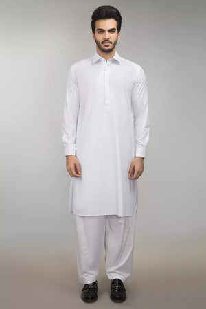 Gul Ahmed Ready to Wear Polyester Viscose Regular Fit Basic Suit White