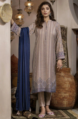 Lakhany 03 Piece Unstitched Embroidered Fancy Slub Suit
