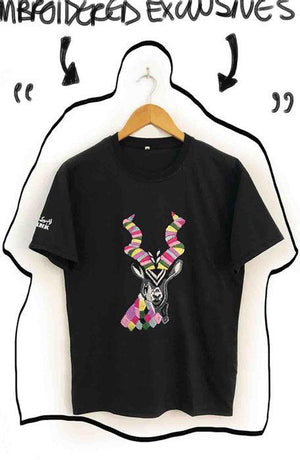 'Rangeen Mizaj' Short Sleeve Cotton Embroidered T-Shirt